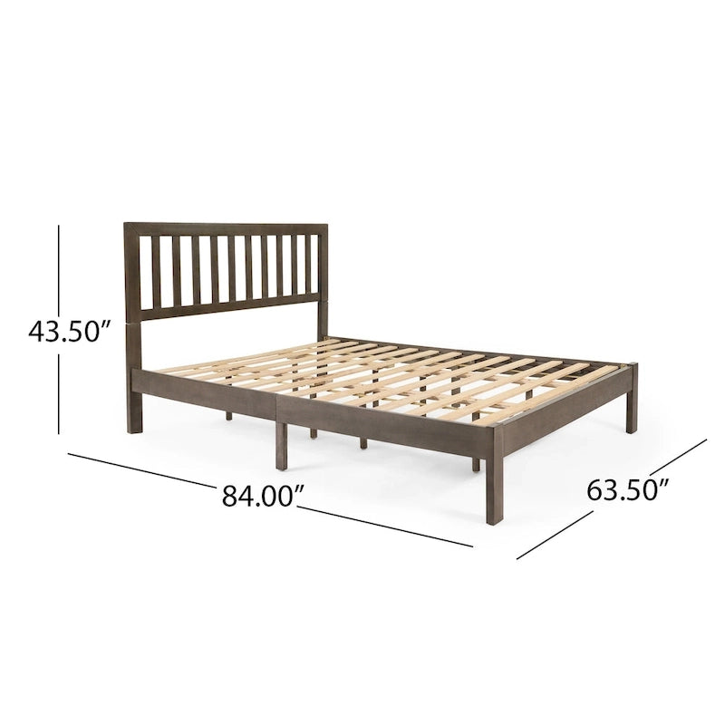 Lit plateforme queen en acacia, style ferme moderne