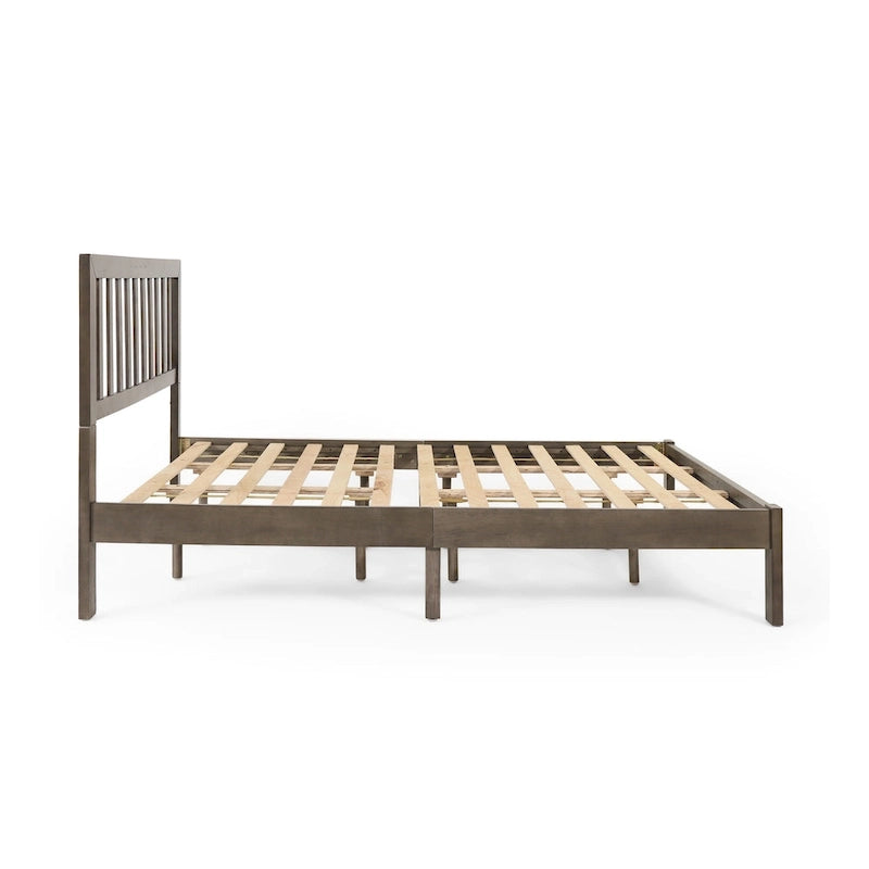 Lit plateforme queen en acacia, style ferme moderne