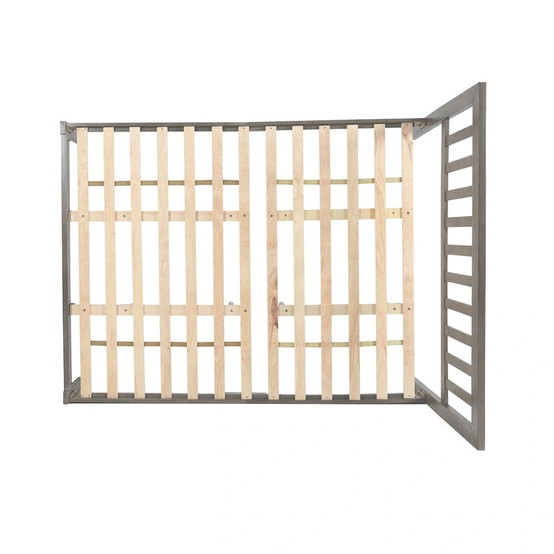 Lit plateforme queen en acacia, style ferme moderne