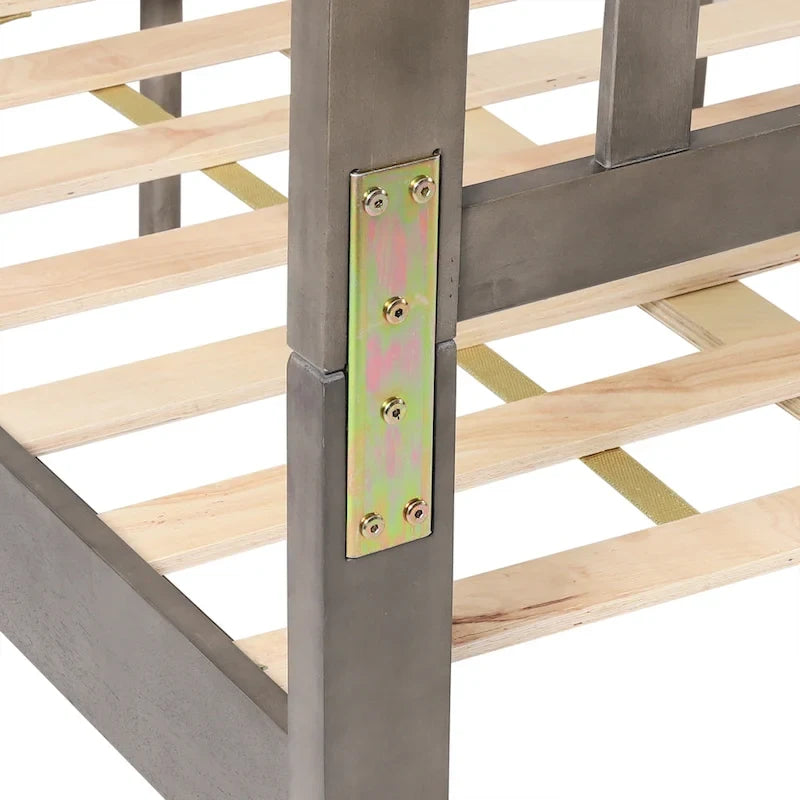 Lit plateforme queen en acacia, style ferme moderne