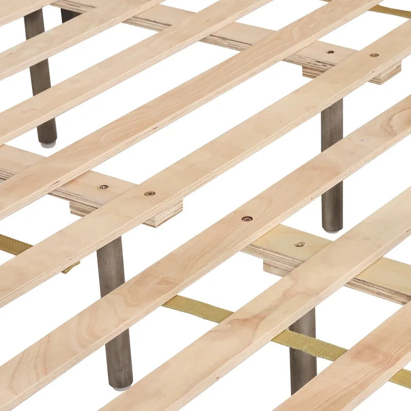 Lit plateforme queen en acacia, style ferme moderne