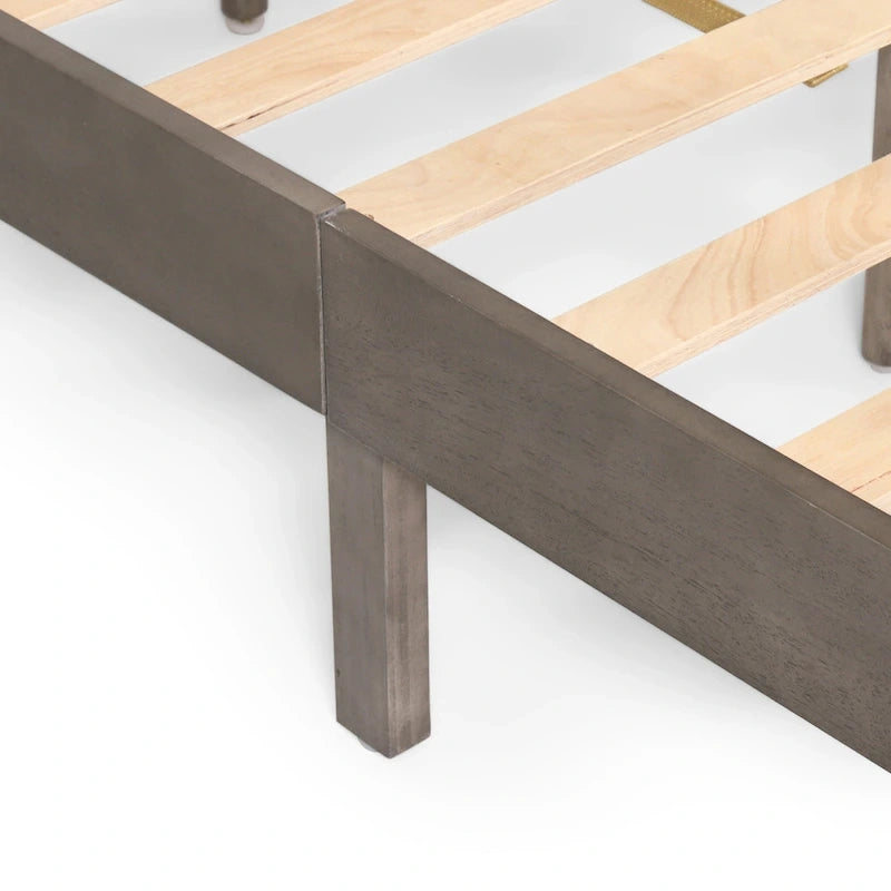 Lit plateforme queen en acacia, style ferme moderne