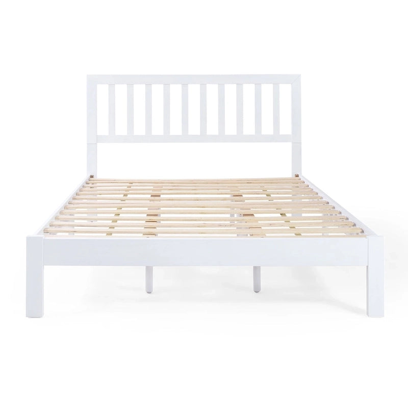 Lit plateforme queen en acacia, style ferme moderne