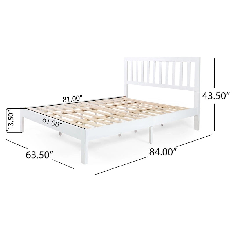 Lit plateforme queen en acacia, style ferme moderne