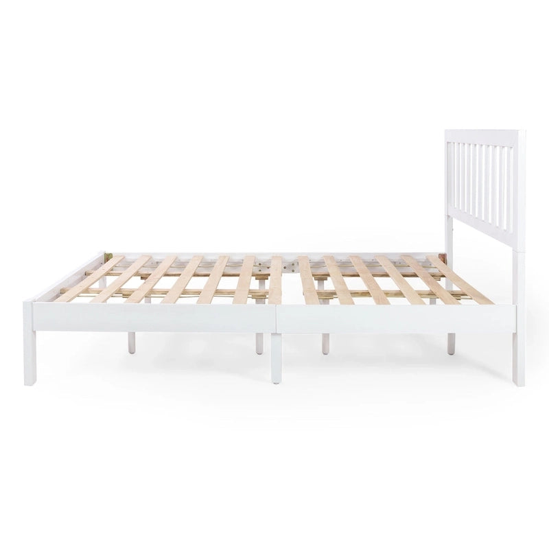 Lit plateforme queen en acacia, style ferme moderne