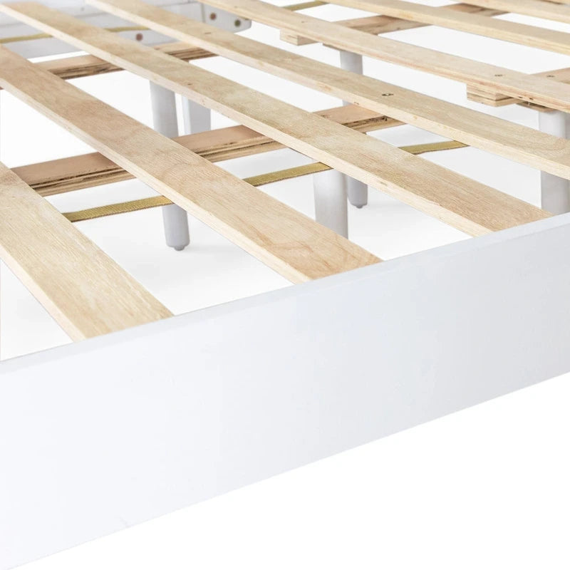 Lit plateforme queen en acacia, style ferme moderne