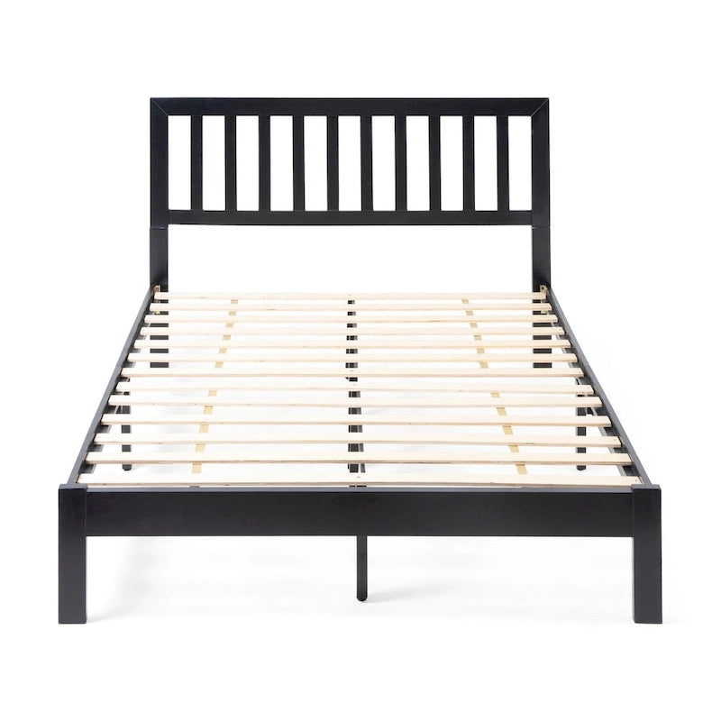 Lit plateforme queen en acacia, style ferme moderne