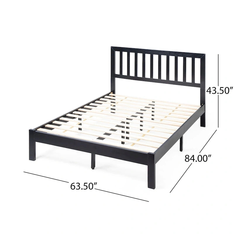 Lit plateforme queen en acacia, style ferme moderne