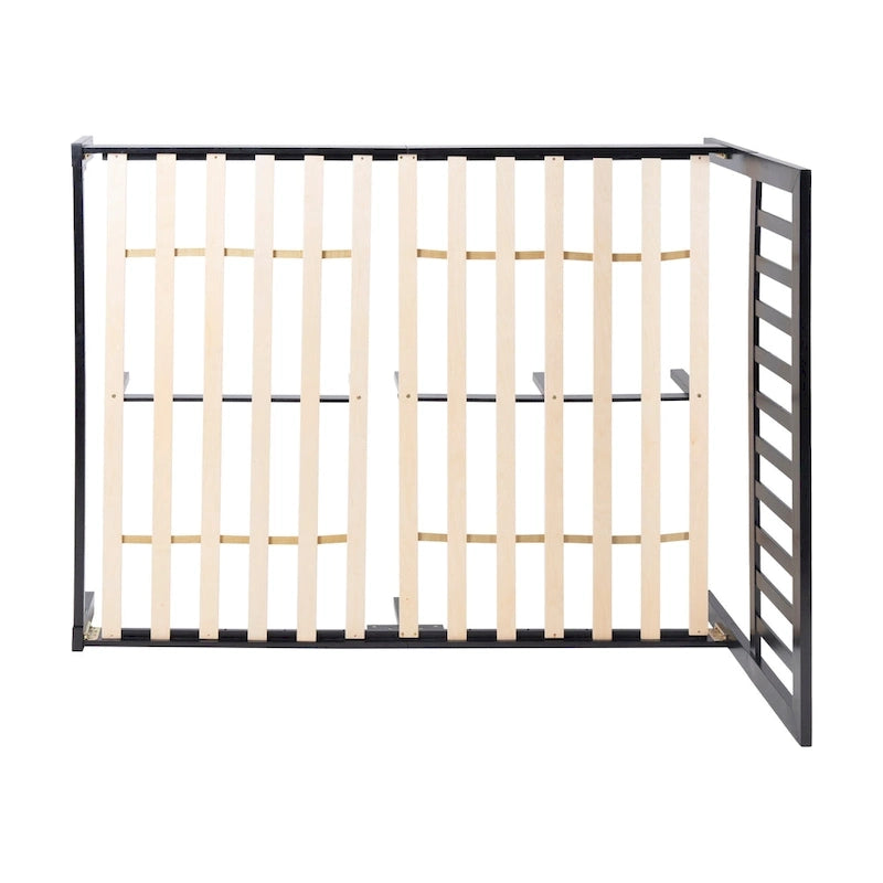 Lit plateforme queen en acacia, style ferme moderne