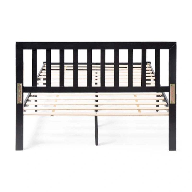 Lit plateforme queen en acacia, style ferme moderne