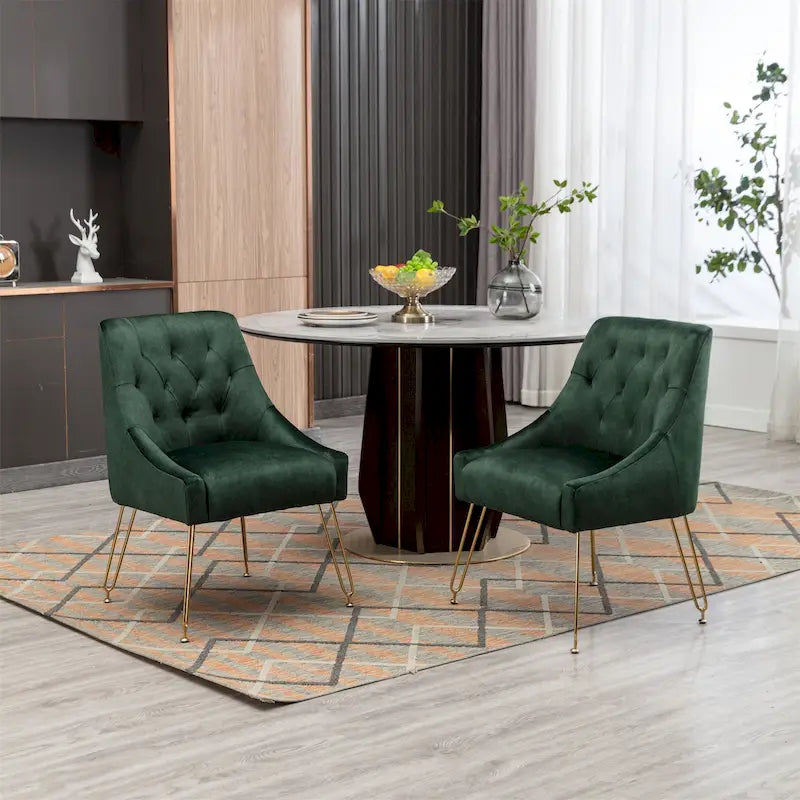 Chaises d'appoint capitonnées en velours (lot de 2)