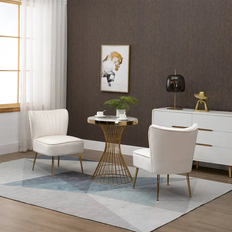 Chaises d'appoint capitonnées en velours (lot de 2)