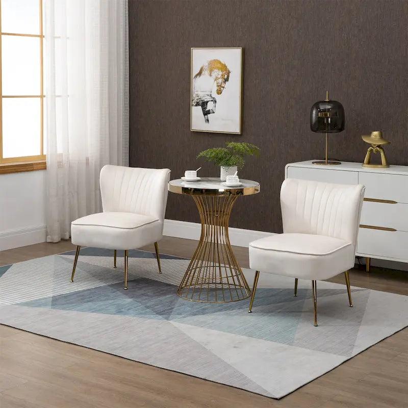 Chaises d'appoint capitonnées en velours (lot de 2)