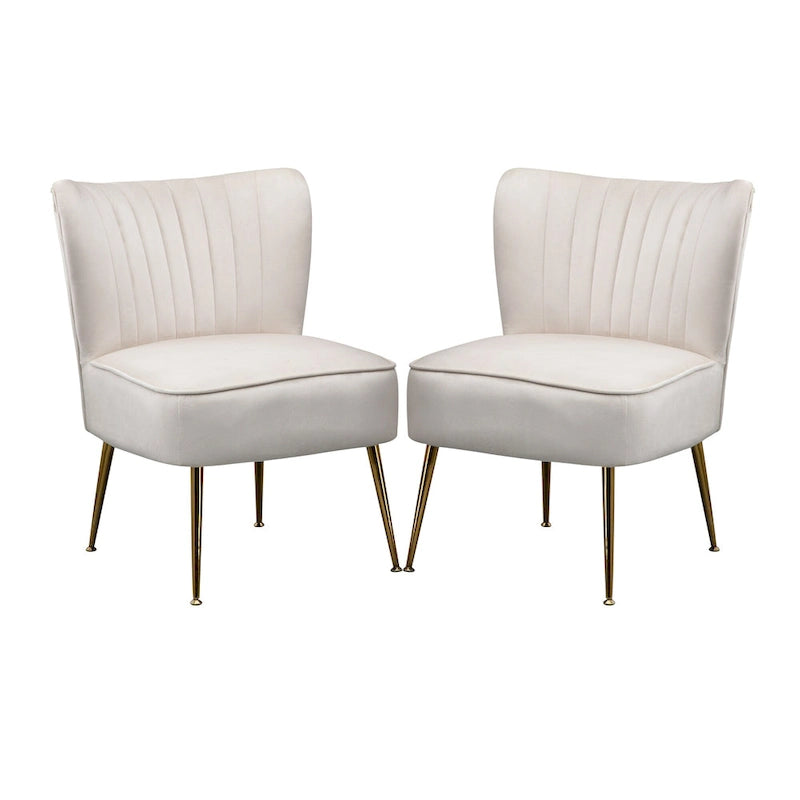 Chaises d'appoint capitonnées en velours (lot de 2)