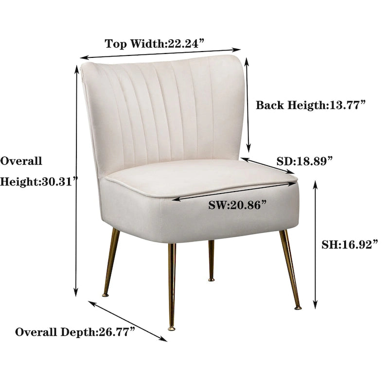 Chaises d'appoint capitonnées en velours (lot de 2)