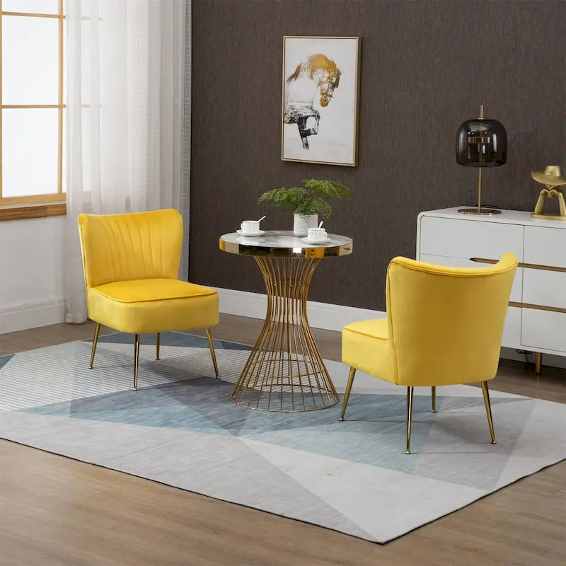 Chaises d'appoint capitonnées en velours (lot de 2)