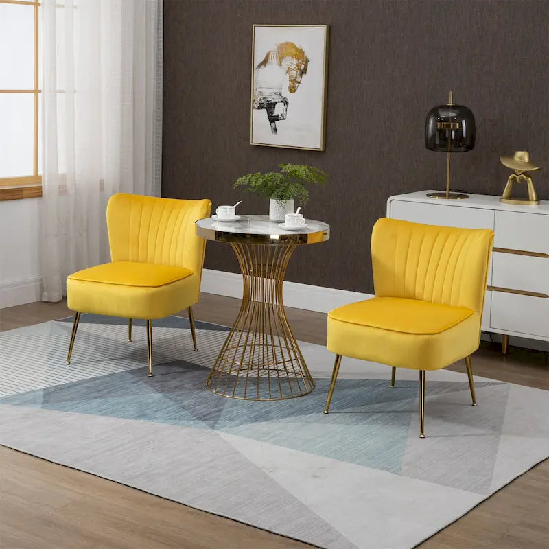 Chaises d'appoint capitonnées en velours (lot de 2)