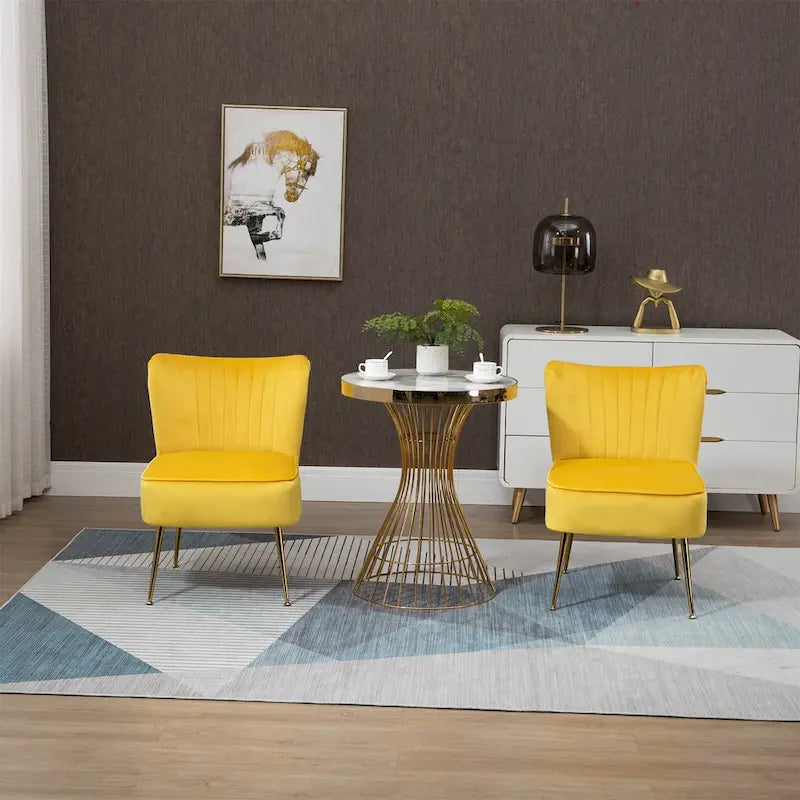 Chaises d'appoint capitonnées en velours (lot de 2)