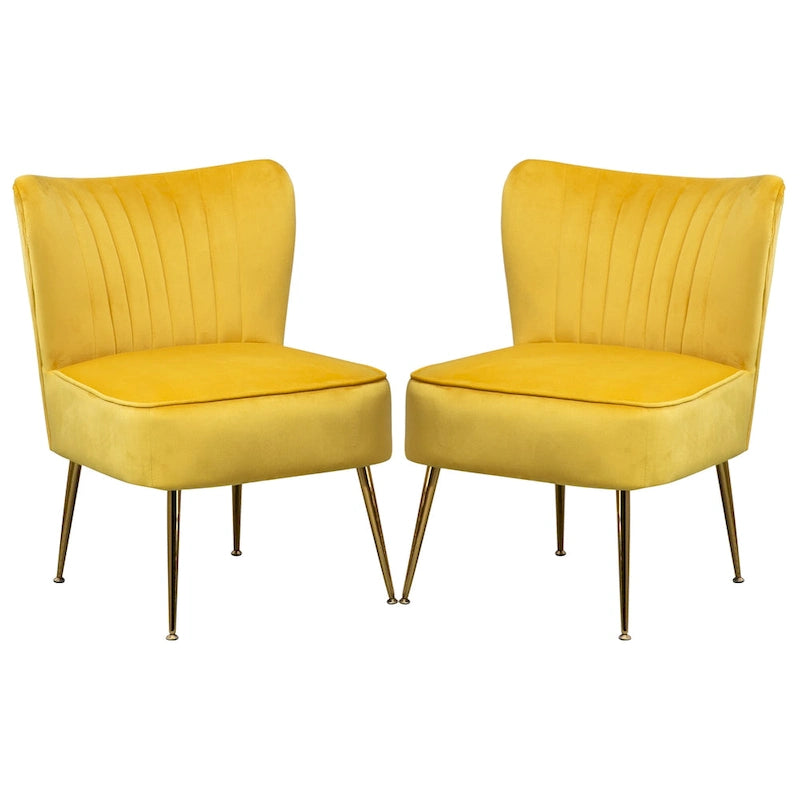 Chaises d'appoint capitonnées en velours (lot de 2)