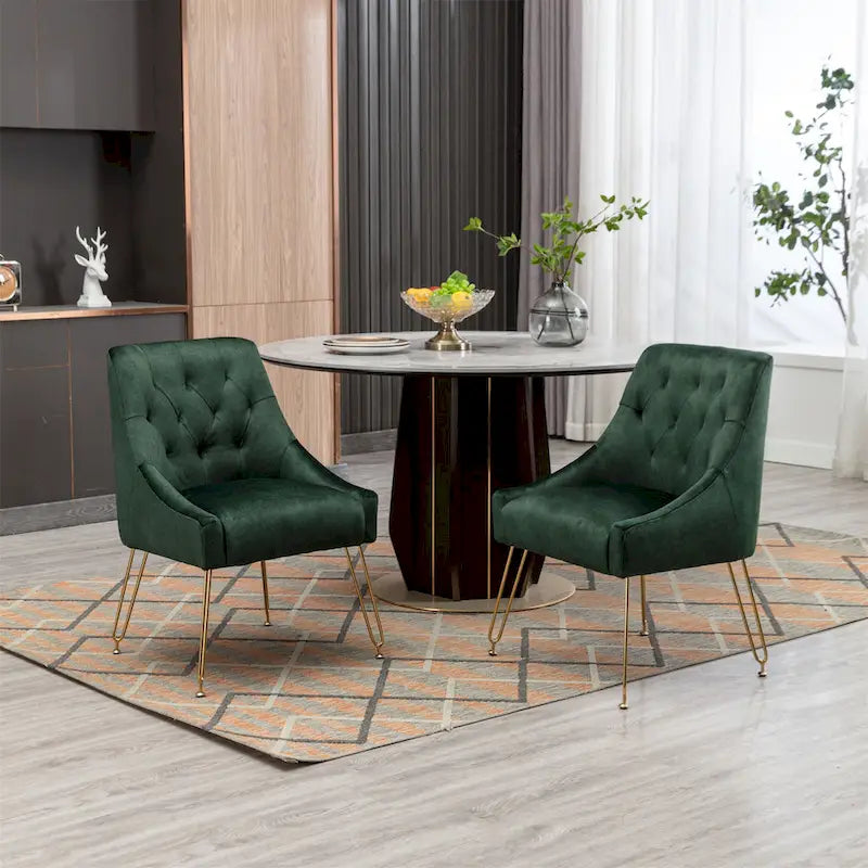 Chaises d'appoint capitonnées en velours (lot de 2)