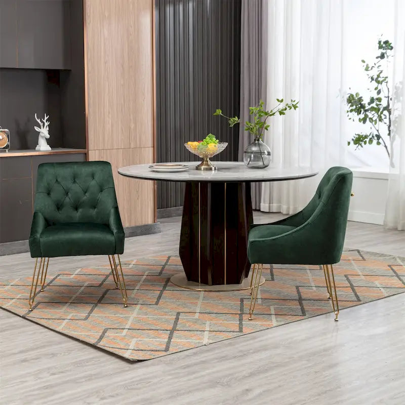 Chaises d'appoint capitonnées en velours (lot de 2)