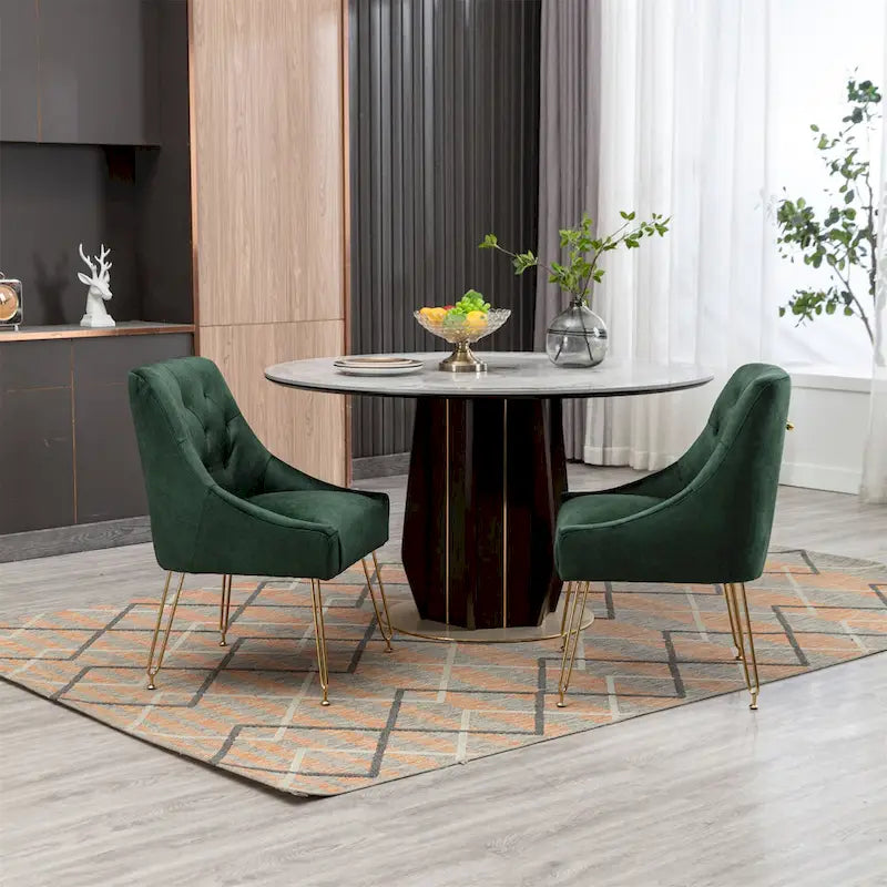 Chaises d'appoint capitonnées en velours (lot de 2)