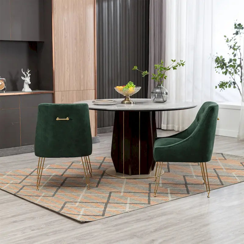 Chaises d'appoint capitonnées en velours (lot de 2)
