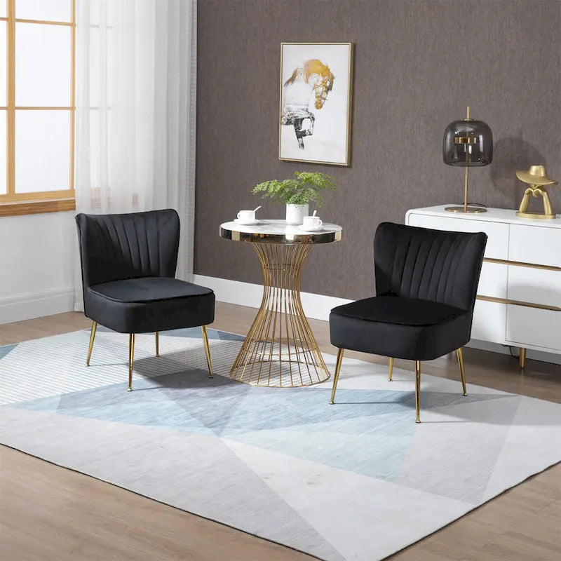 Chaises d'appoint capitonnées en velours (lot de 2)