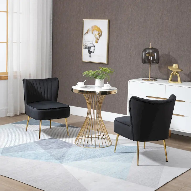 Chaises d'appoint capitonnées en velours (lot de 2)