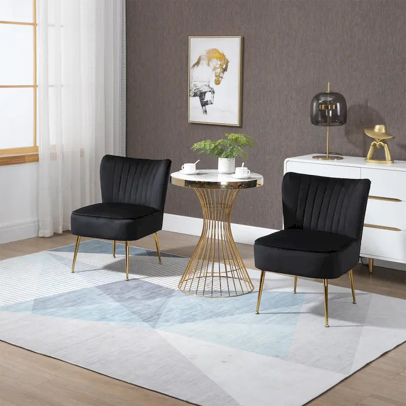 Chaises d'appoint capitonnées en velours (lot de 2)