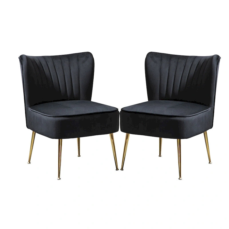 Chaises d'appoint capitonnées en velours (lot de 2)