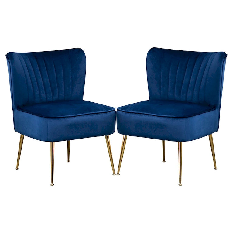 Chaises d'appoint capitonnées en velours (lot de 2)