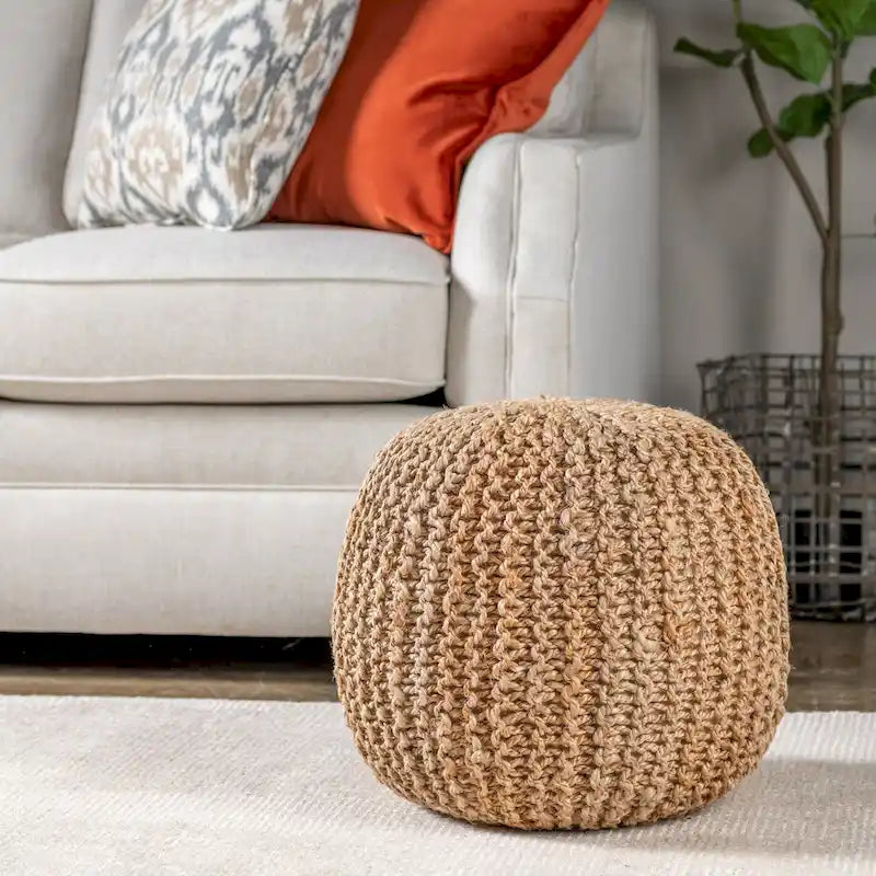 Pouf fait main en jute