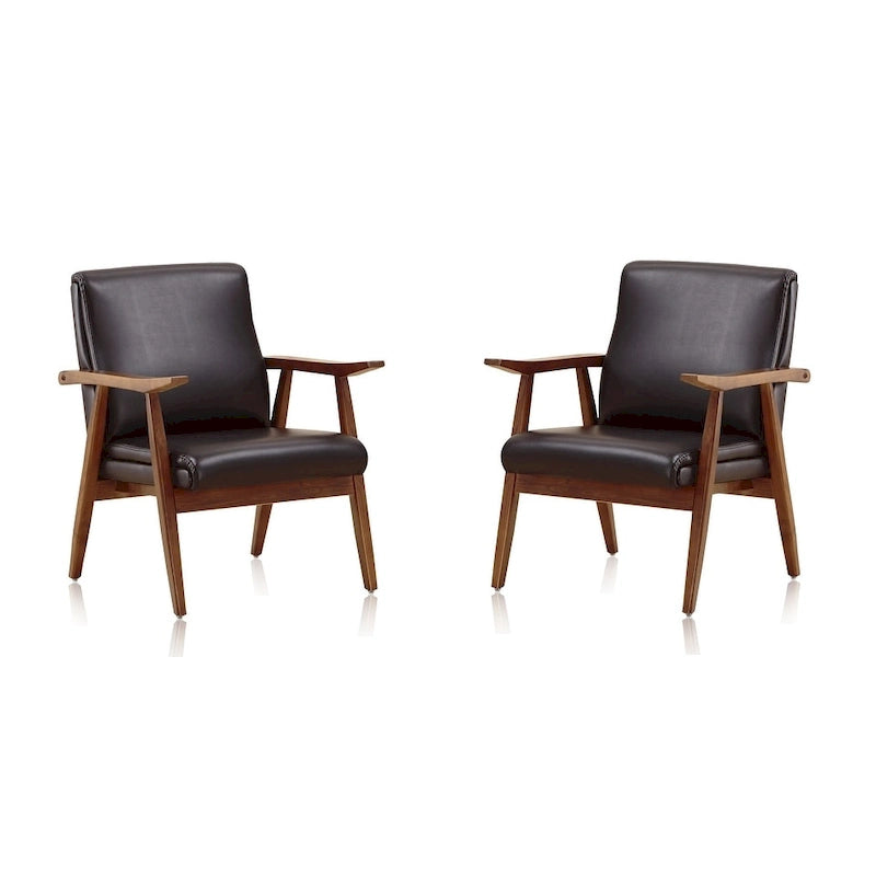 Fauteuil d'appoint en similicuir ambré (Lot de 2)