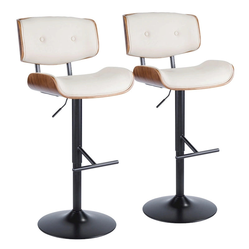 Tabouret de bar réglable avec repose-pieds en T droit, lot de 2