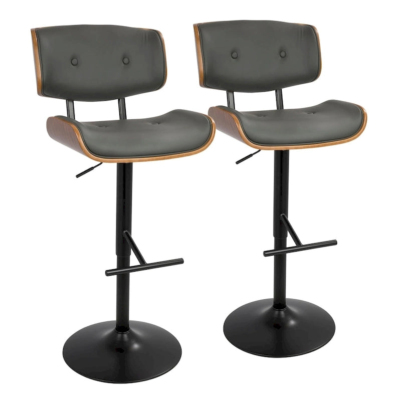 Tabouret de bar réglable avec repose-pieds en T droit, lot de 2