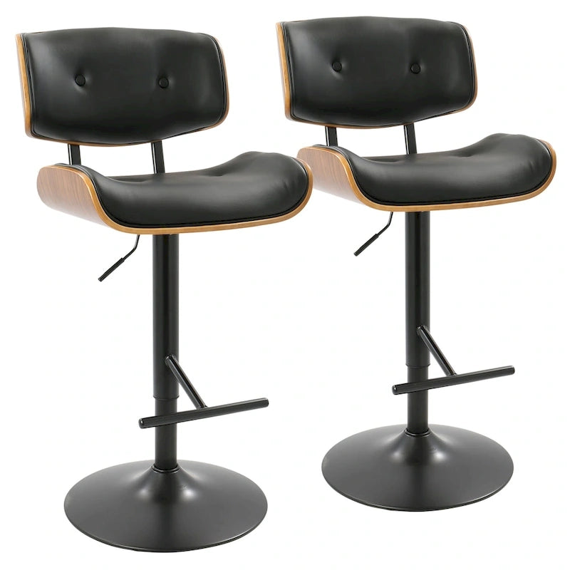 Tabouret de bar réglable avec repose-pieds en T droit, lot de 2