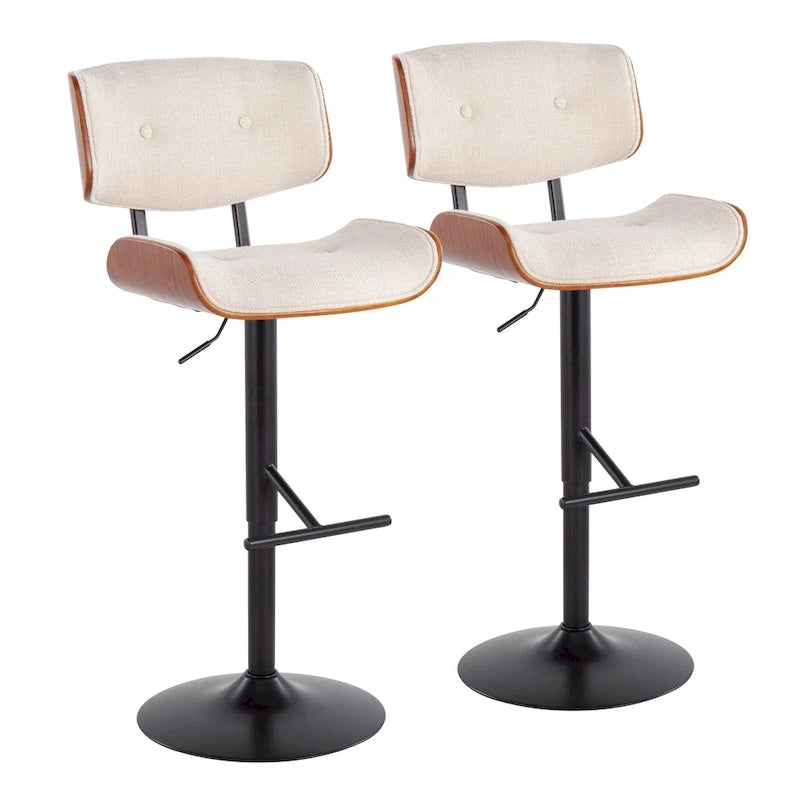 Tabouret de bar réglable avec repose-pieds en T droit, lot de 2