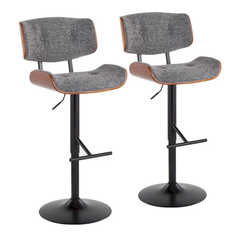 Tabouret de bar réglable avec repose-pieds en T droit, lot de 2
