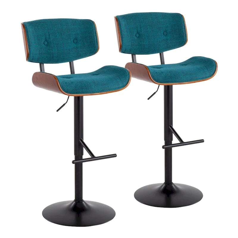 Tabouret de bar réglable avec repose-pieds en T droit, lot de 2
