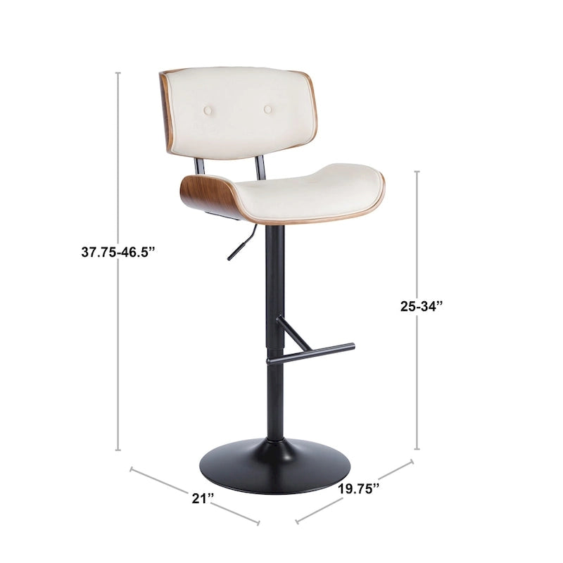 Tabouret de bar réglable avec repose-pieds en T droit, lot de 2