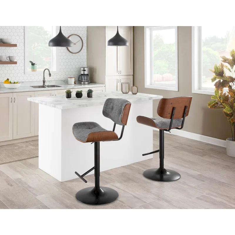 Tabouret de bar réglable avec repose-pieds en T droit, lot de 2