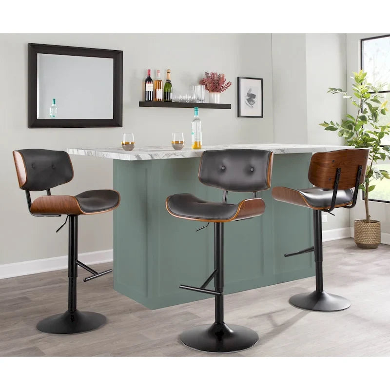 Tabouret de bar réglable avec repose-pieds en T droit, lot de 2