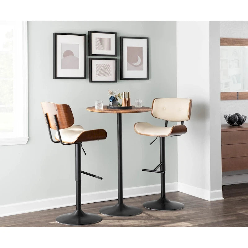 Tabouret de bar réglable avec repose-pieds en T droit, lot de 2