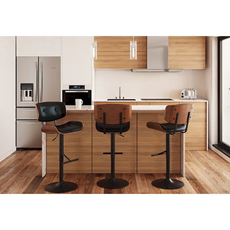 Tabouret de bar réglable avec repose-pieds en T droit, lot de 2