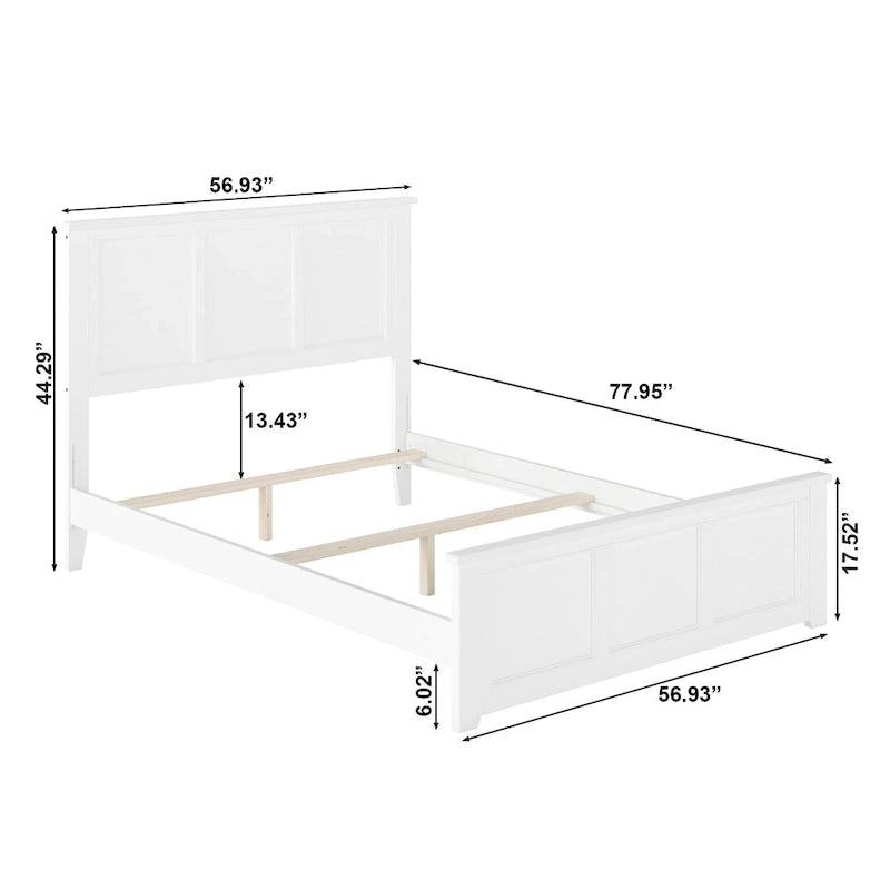 Sommier intégral avec pied de lit assorti en blanc