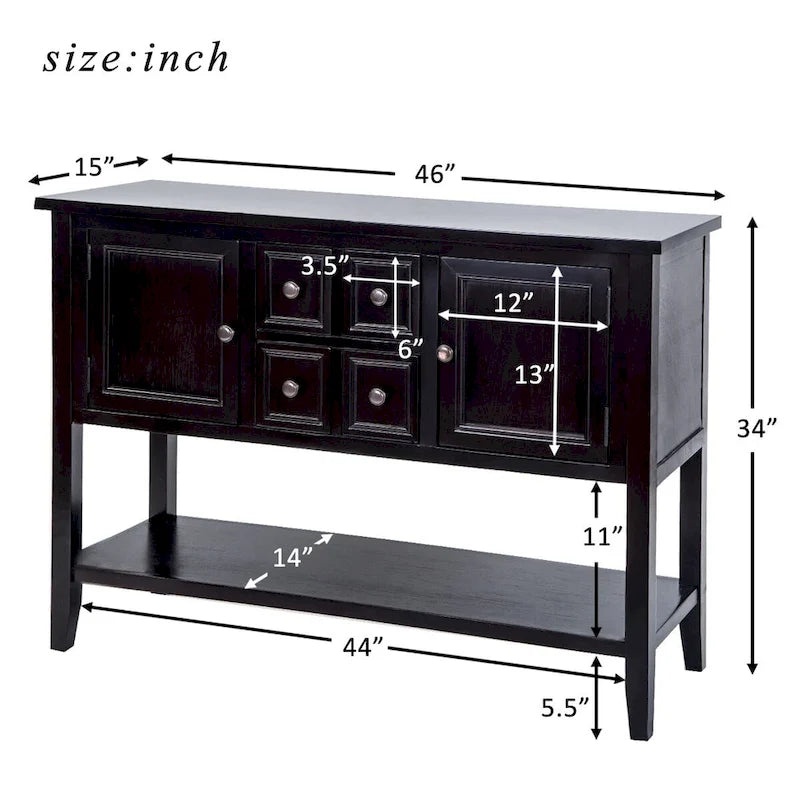 Bahut de salle à manger console au design rétro