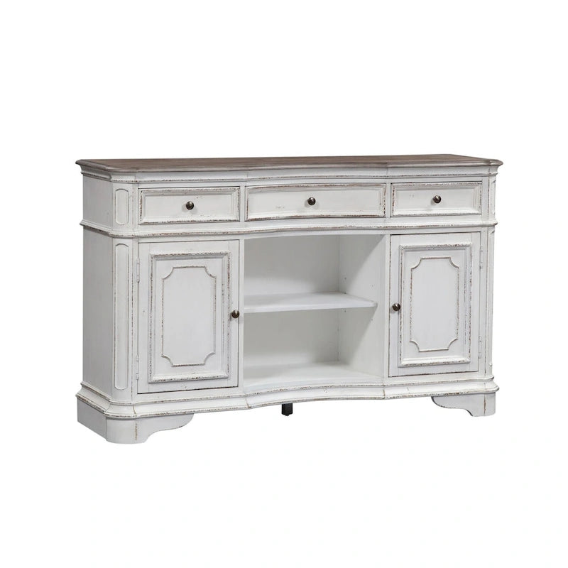 Desservante écorce patinée blanc antique