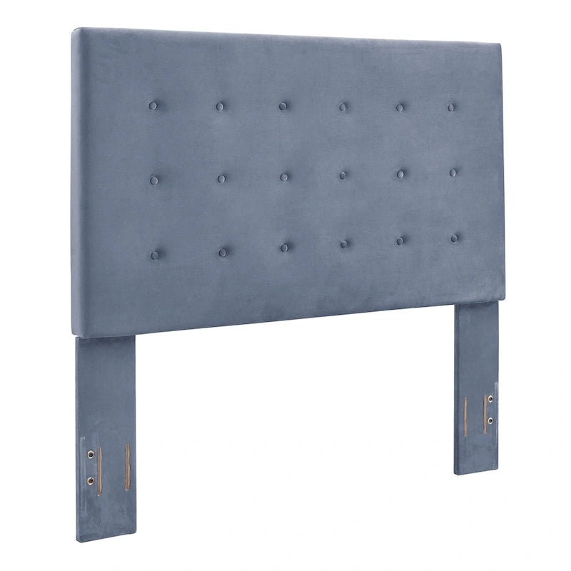 Tête de lit capitonnée grand lit/queen en microfibre bleuet