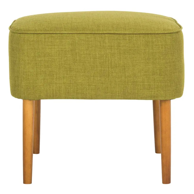Pouf mi-siècle en mélange lin vert